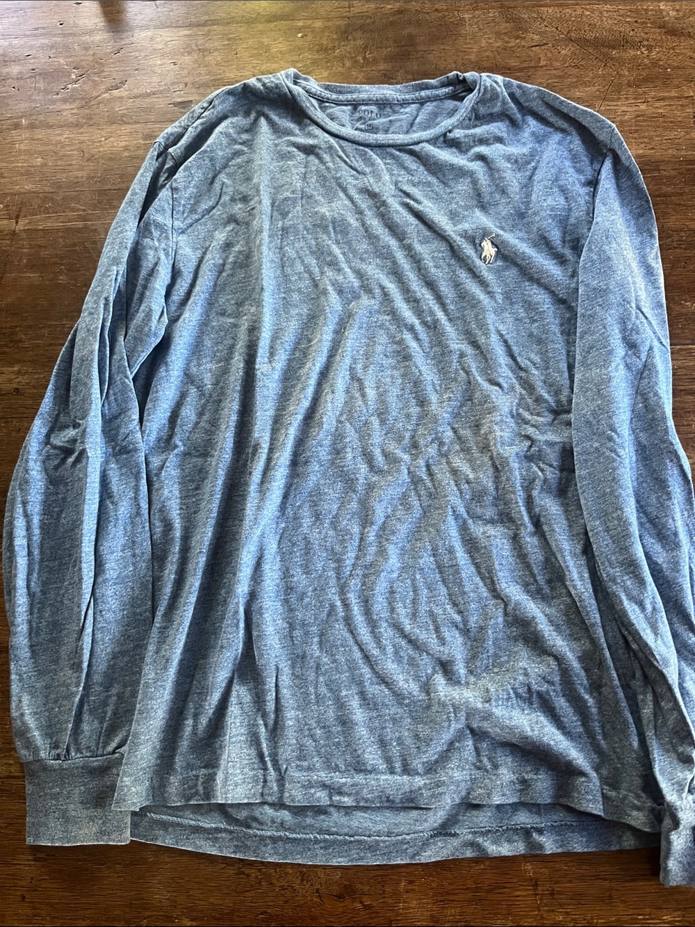 Ralph Lauren Men’s Long-Sleeve Crewneck Shirt - Heather Blue - Size M.